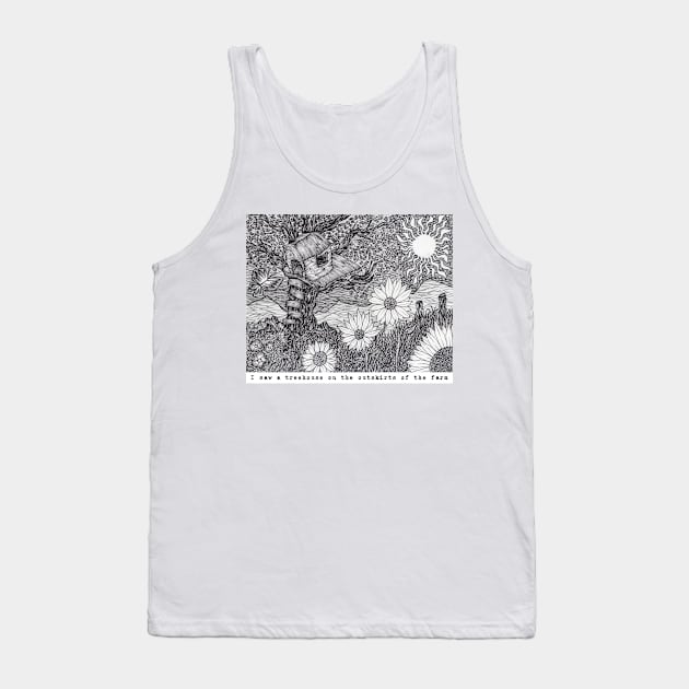 REM Driver 8 - "I saw a Treehouse on the Outskirts of the Farm" Tank Top by Christopher's Doodles